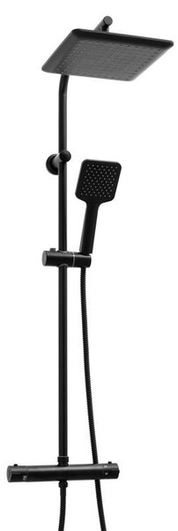 Erga Bodo Therm, zuhanygarnitúra termosztát elemmel és esőfejjel 23x23cm, fekete matt, ERG-YKA-BP.BODO-THERM-23-BLK