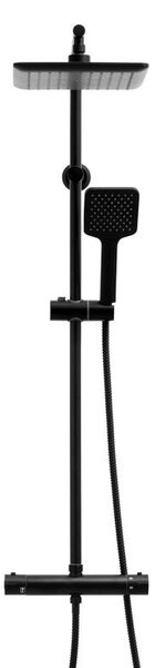 Erga Bodo Therm, zuhanygarnitúra termosztát elemmel és esőfejjel 23x23cm, fekete matt, ERG-YKA-BP.BODO-THERM-23-BLK