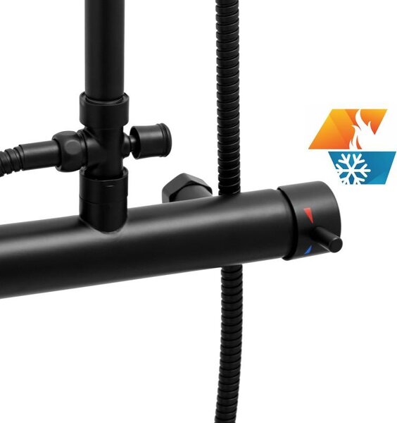 Erga Bergen, zuhanygarnitúra esőfejjel 25cm, fekete matt, ERG-YKA-BP.BERGEN 25 BLK