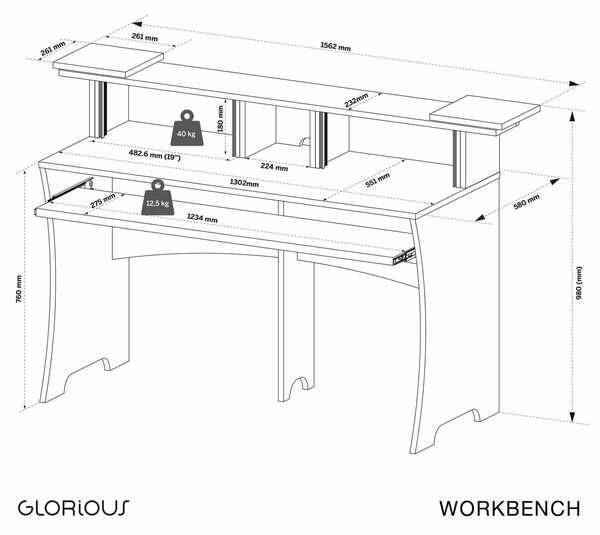 Glorious Workbench Driftwood Stúdió asztal (fa mintázat)
