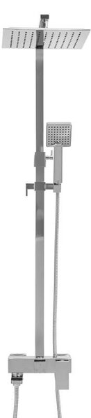 Erga Cube, zuhanygarnitúra karos csapteleppel, kád kifolyóval és esőfejjel 25x25cm, króm, ERG-YKA-BP.CUBE-25-CHR
