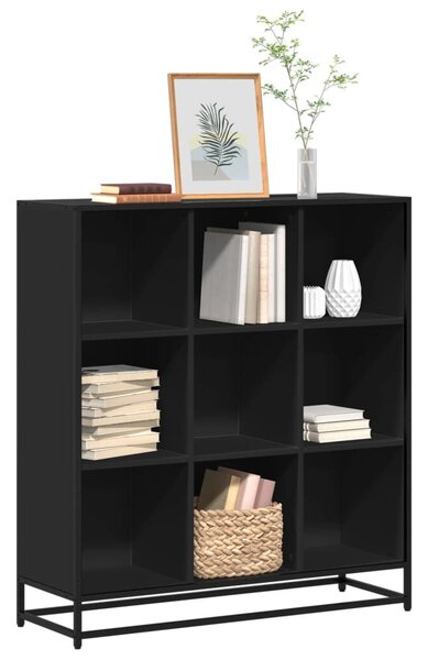 VidaXL fekete szerelt fa és fém könyvszekrény 97,5 x 33 x 107,5 cm