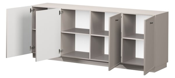 Lorini komód 200 cm négyajtós - kasmír / fekete T-bar fogantyúk