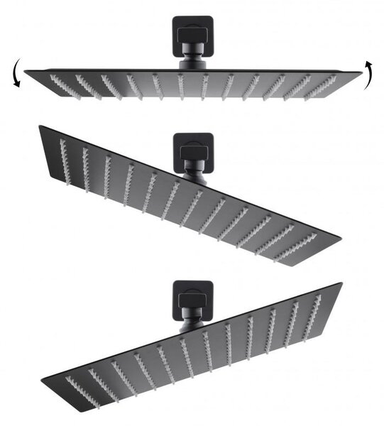 Erga Dual, rejtett zuhanygarnitúra esőfejjel 30x30 cm, i-BOX beépítési rendszer, matt fekete, ERG-YKA-BP.DUAL30-BLK
