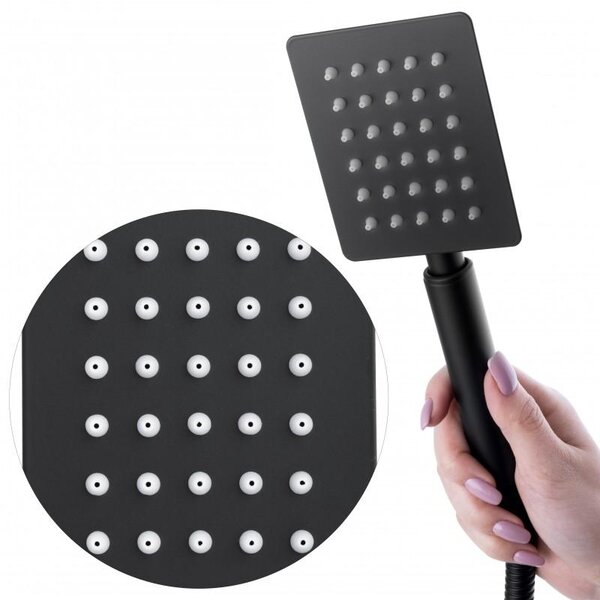 Erga Dual, rejtett zuhanygarnitúra esőfejjel 30x30 cm, i-BOX beépítési rendszer, matt fekete, ERG-YKA-BP.DUAL30-BLK