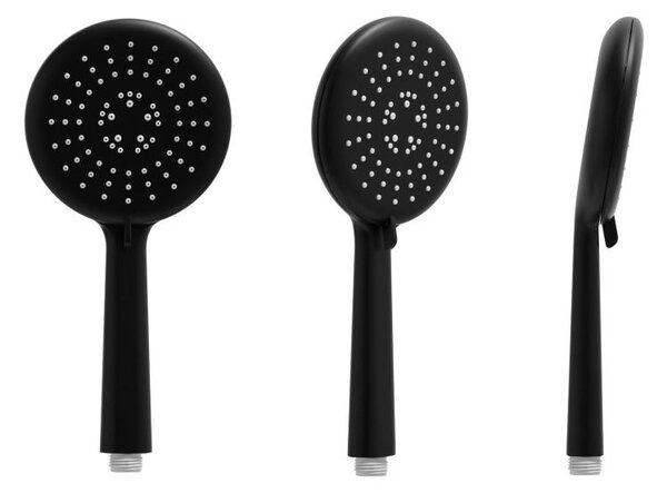 Erga Enza, zuhanygarnitúra termosztatikus csapteleppel és esőfejjel 20cm, fekete matt, ERG-YKA-BP.ENZA20-BLK