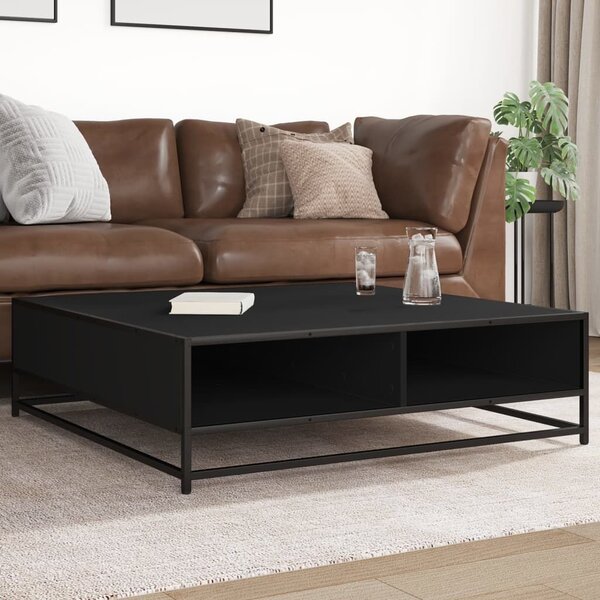 VidaXL fekete szerelt fa és fém dohányzóasztal 100 x 100 x 30 cm
