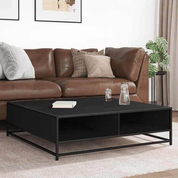 VidaXL fekete szerelt fa és fém dohányzóasztal 100 x 100 x 30 cm