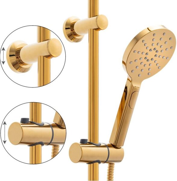 Erga Dubai, zuhanygarnitúra karos csapteleppel és esőfejjel 23 cm, arany fényes, ERG-YKA-BP.DUBAJ23-GLD