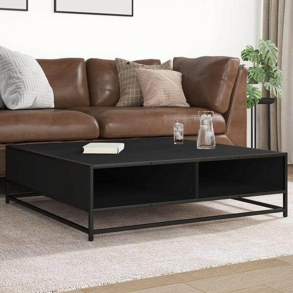 VidaXL fekete szerelt fa és fém dohányzóasztal 100 x 100 x 30 cm