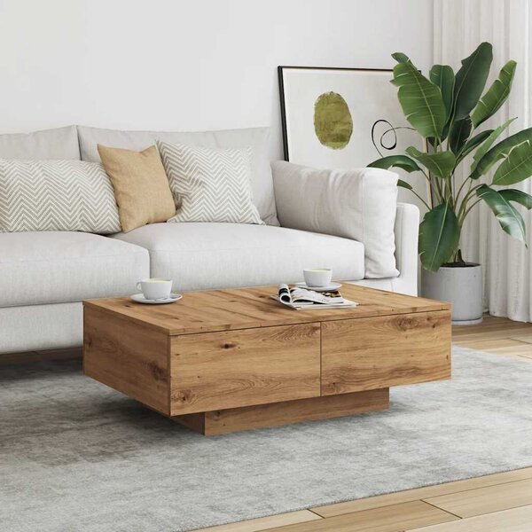 VidaXL kézműves tölgy színű szerelt fa dohányzóasztal 90 x 60 x 31 cm