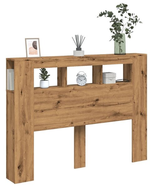 VidaXL kézműves tölgyszínű szerelt fa LED-es fejtámla 140x18,5x103,5cm