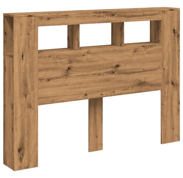 VidaXL kézműves tölgyszínű szerelt fa LED-es fejtámla 140x18,5x103,5cm