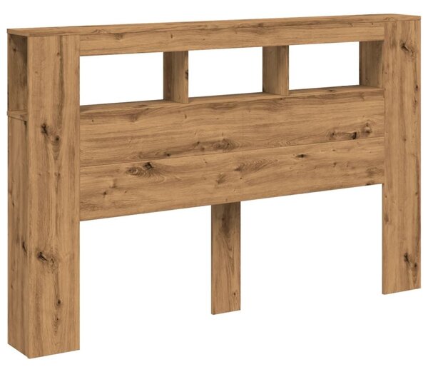 VidaXL kézműves tölgyszínű szerelt fa LED-es fejtámla 160x18,5x103,5cm