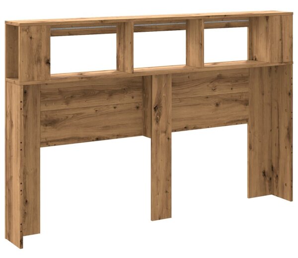 VidaXL kézműves tölgyszínű szerelt fa LED-es fejtámla 160x18,5x103,5cm