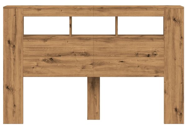 VidaXL kézműves tölgyszínű szerelt fa LED-es fejtámla 160x18,5x103,5cm