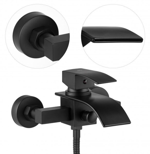 Erga Talea, kádcsaptelep kézi pontos zuhanygarnitúrával, fekete matt, ERG-YKA-BW.TALEA-BLK