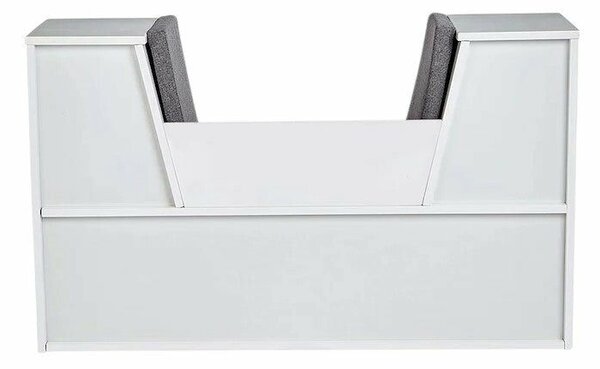 GINGER HOME Gyermek 3 az 1-ben polc paddal – Könyvespolc és játéktároló 6 rekesszel – Fehér 112x28x61 cm – Ajándék 3+