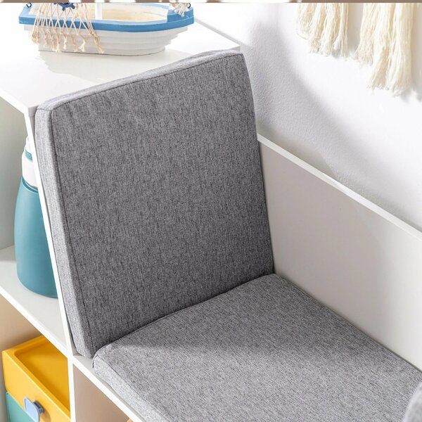 GINGER HOME Gyermek 3 az 1-ben polc paddal – Könyvespolc és játéktároló 6 rekesszel – Fehér 112x28x61 cm – Ajándék 3+