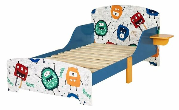 GINGER HOME Gyermekágy 140x70 cm oldalsó védelemmel – MONSTER Faágy, 18 hónapos kortól