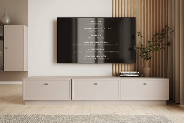 Lorini TV-szekrény 200 cm fiókokkal - kasmír / fekete T-bar fogantyúk