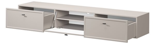 Lorini fali TV szekrény 200 cm fiókos - kasmír / fekete T-bar fogantyú