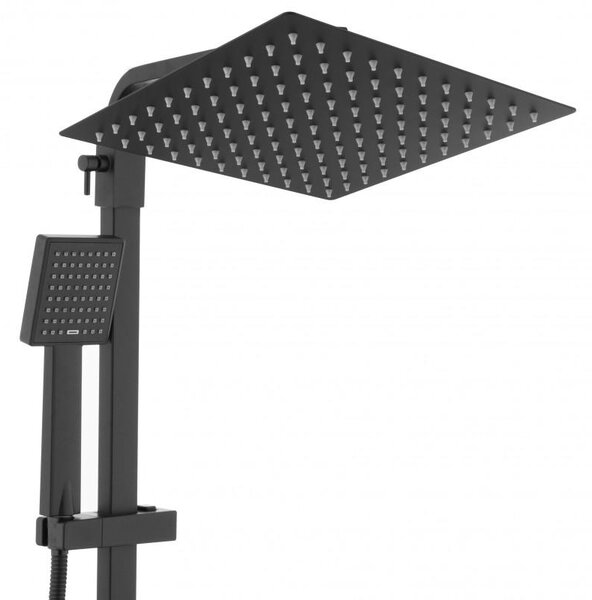 Erga Goba, zuhanygarnitúra termosztát elemmel és esőfejjel 25x25cm, fekete matt, ERG-YKA-BP.GOBA-THERM-25-BLK