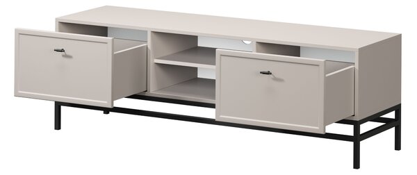 Lorini TV-szekrény 150 cm fiókokkal - kasmír / fekete T-bar fogantyúk / fekete váz