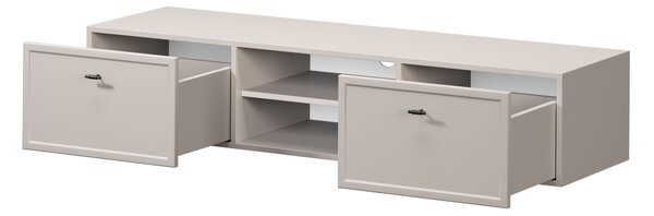 Lorini fali TV-szekrény 150 cm fiókokkal - kasmír / fekete T-bar fogantyúk