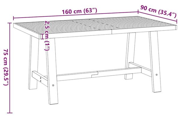 VidaXL Étkezőasztal NOAIN A alakú lábak 160x90x75 cm tömör fa fenyőfa