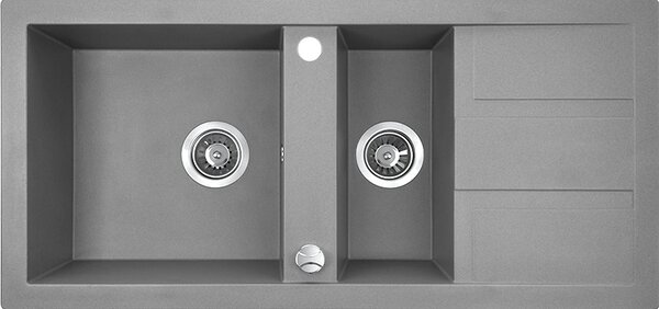 Laveo Barbados, 1,5 kamrás gránit mosogató 1000x480x185 mm, szürke, LAV-SBB_531T