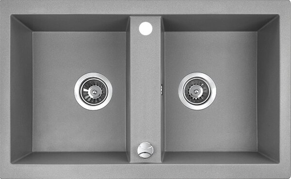 Laveo Barbados, 2 kamrás gránit mosogató 780x480x185 mm, szürke, LAV-SBB_520T