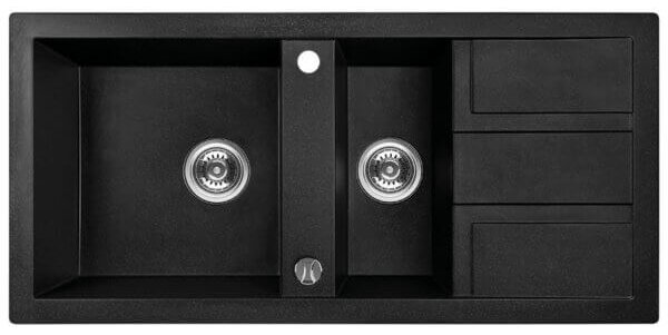 Laveo Barbados, 1,5 kamrás gránit mosogató 1000x480x185 mm, fekete pettyes, LAV-SBB_731T