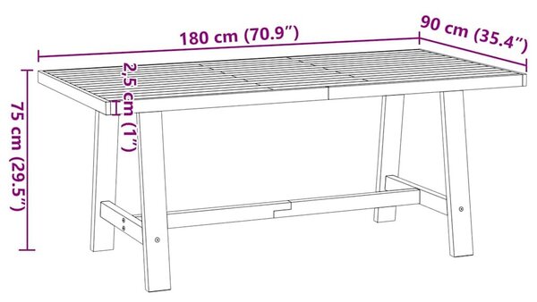 VidaXL Étkezőasztal NOAIN A alakú lábak 180x90x75 cm tömör fa fenyőfa