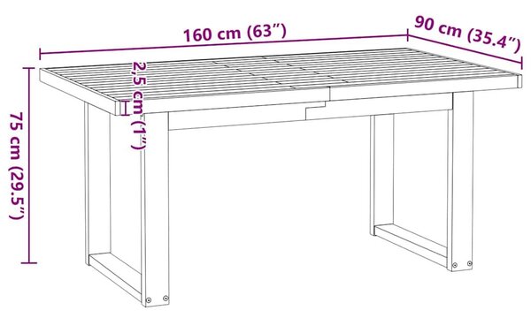 VidaXL Étkezőasztal NOAIN U alakú lábak 160x90x75 cm tömör fa fenyőfa