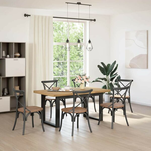VidaXL Étkezőasztal NOAIN U alakú lábak 160x90x75 cm tömör fa fenyőfa