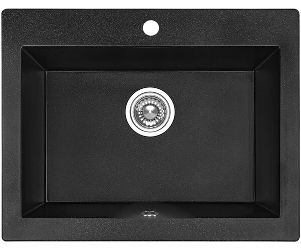 Laveo Komodo, 1 kamrás gránit mosogató 635x490x221 mm, fekete foltos, LAV-SBK_710T