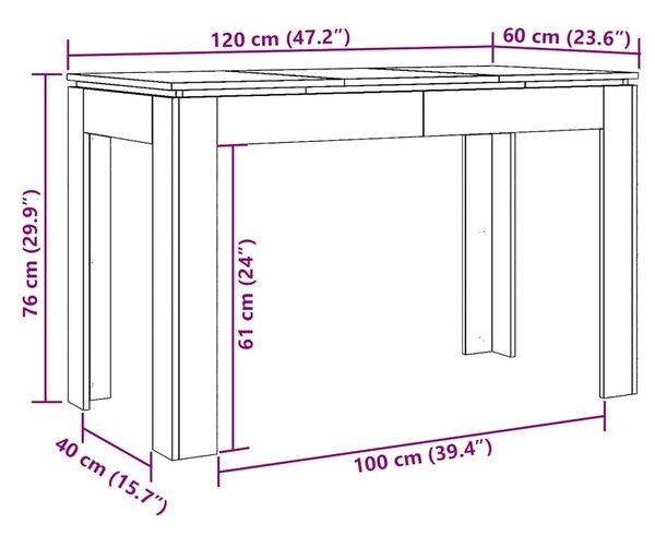 VidaXL Étkezőasztal régi fa 120x60x76 cm műszaki fa