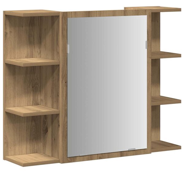 VidaXL Fürdőszobai tükörszekrény Artisan Oak 80x20,5x64 cm Gépelt fa