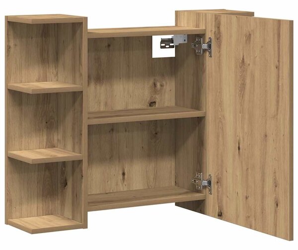 VidaXL Fürdőszobai tükörszekrény Artisan Oak 80x20,5x64 cm Gépelt fa