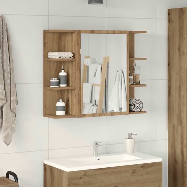 VidaXL Fürdőszobai tükörszekrény Artisan Oak 80x20,5x64 cm Gépelt fa
