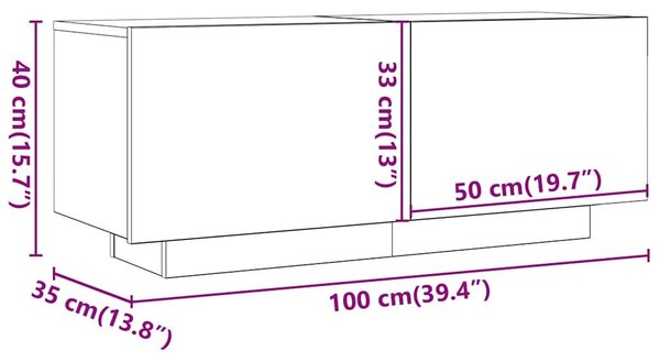 VidaXL antik fa színű szerelt fa TV-szekrény LED-ekkel 100x35x40 cm