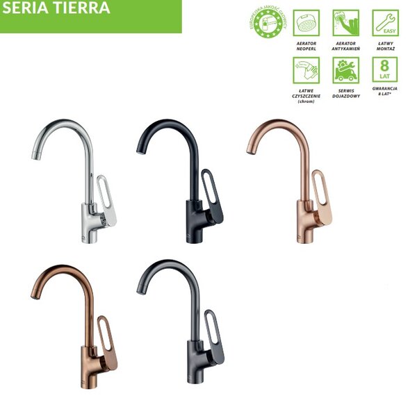 Laveo Tierra, mosogató csaptelep U-alakú kifolyóval h-355, króm, LAV-BAJ_068D