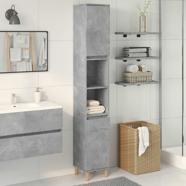 VidaXL betonszürke szerelt fa fürdőszobaszekrény 30 x 30 x 190 cm