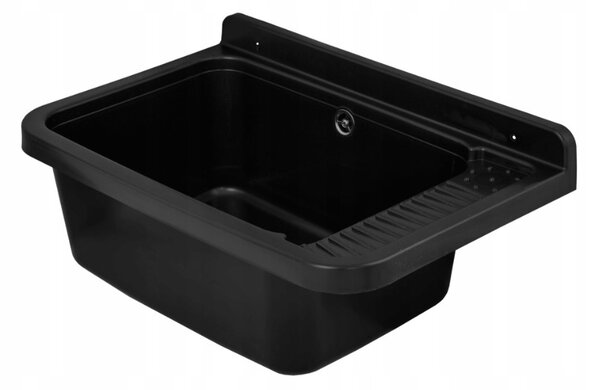 Gamma Erga Celia, univerzális műanyag mosogató 58,4x38x26 cm + szifon, 1 kamrás, fekete, GMA-KGC60-BK