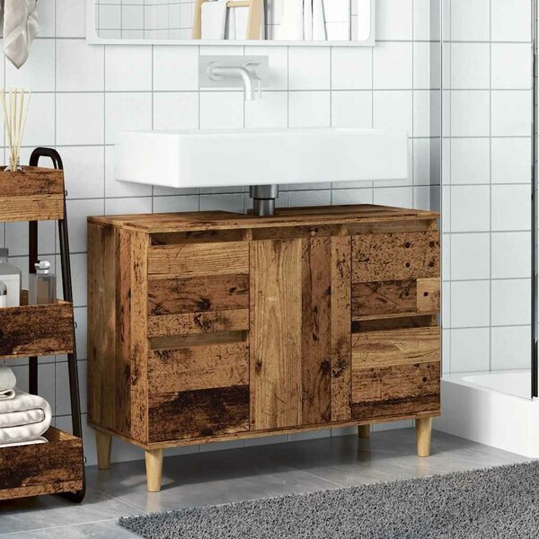 VidaXL antik fa színű szerelt fa mosdószekrény 80 x 33 x 60 cm