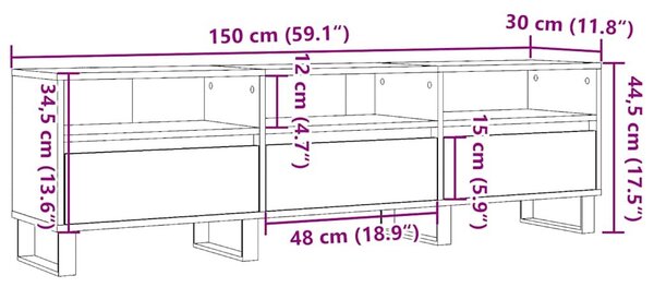 VidaXL antik fa színű szerelt fa TV-szekrény 150 x 30 x 44,5 cm