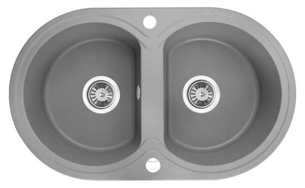 Laveo Dafne, 2-kamrás gránit mosogató 780x470x204 mm, szürke, LAV-SBD_520T