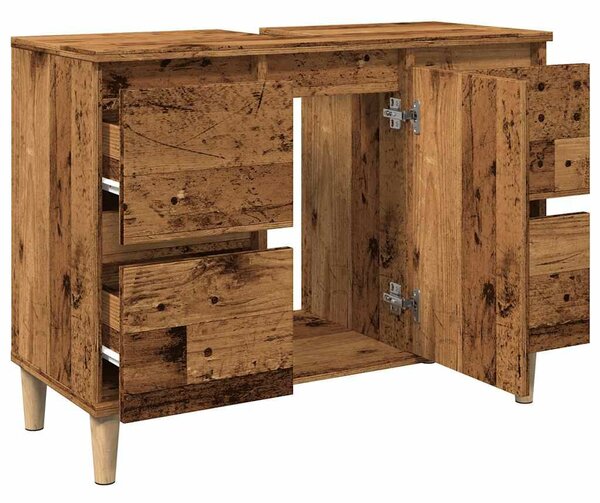 VidaXL antik fa színű szerelt fa mosdószekrény 80 x 33 x 60 cm