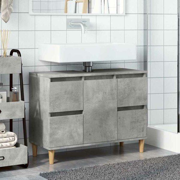 VidaXL betonszürke szerelt fa mosdószekrény 80 x 33 x 60 cm